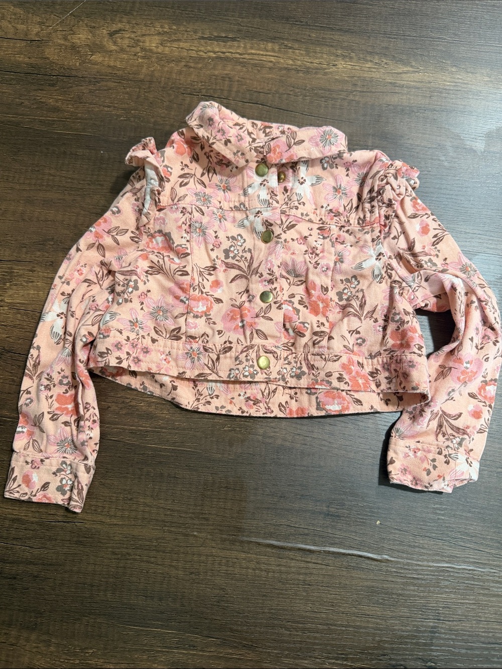 Catherine‎ Malandrino Pink Floral Ruffle Shoulder Button-Front Shirt